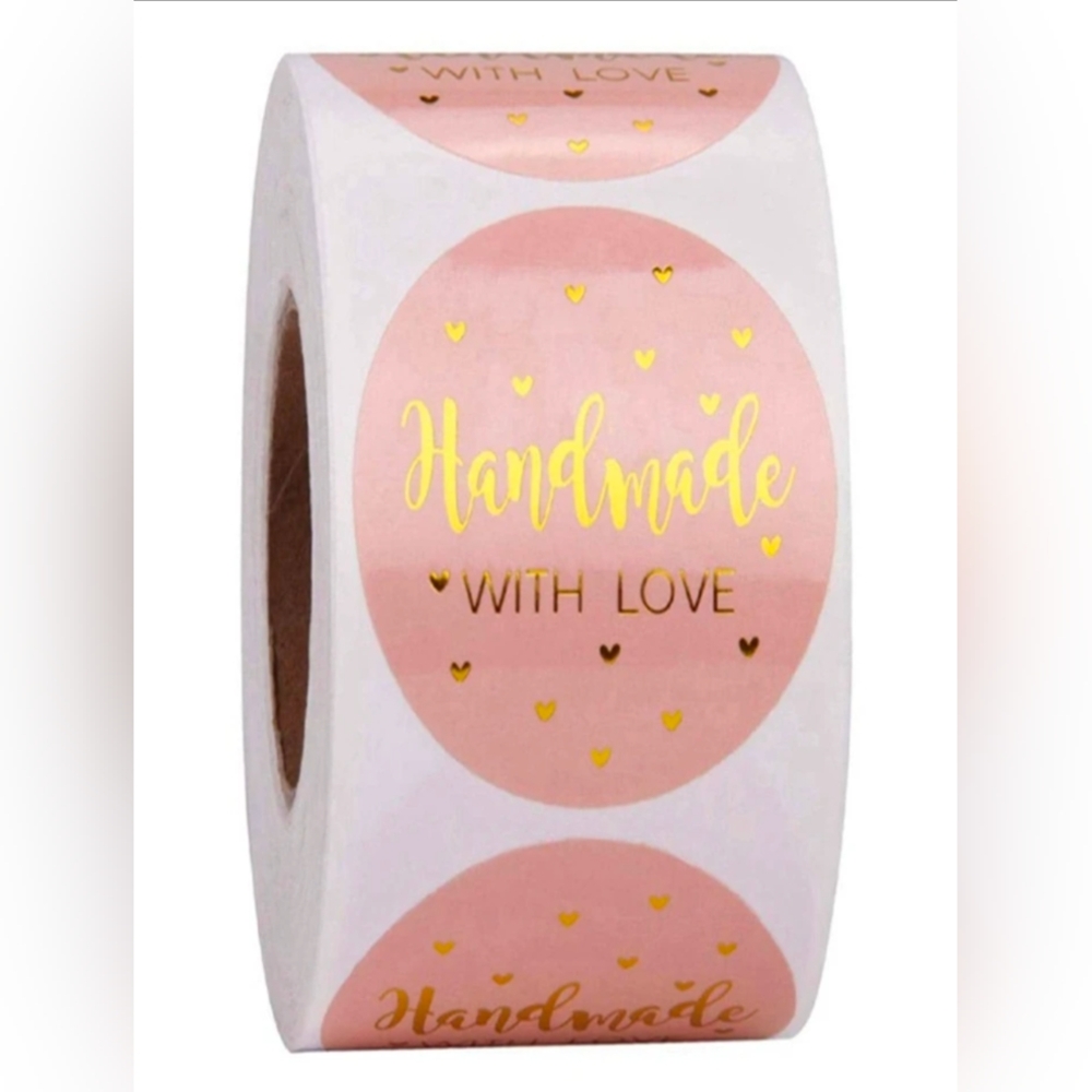 500pcs/Roll Pink Handmade Stickers Pink